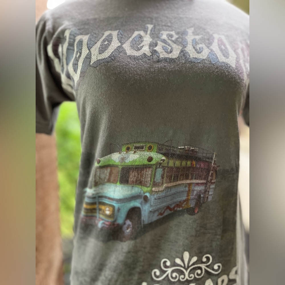 Vintage Woodstock Volkswagen Bus Peace Sign Grey Graphic Pullover Crew T Shirt - Picture 5 of 7